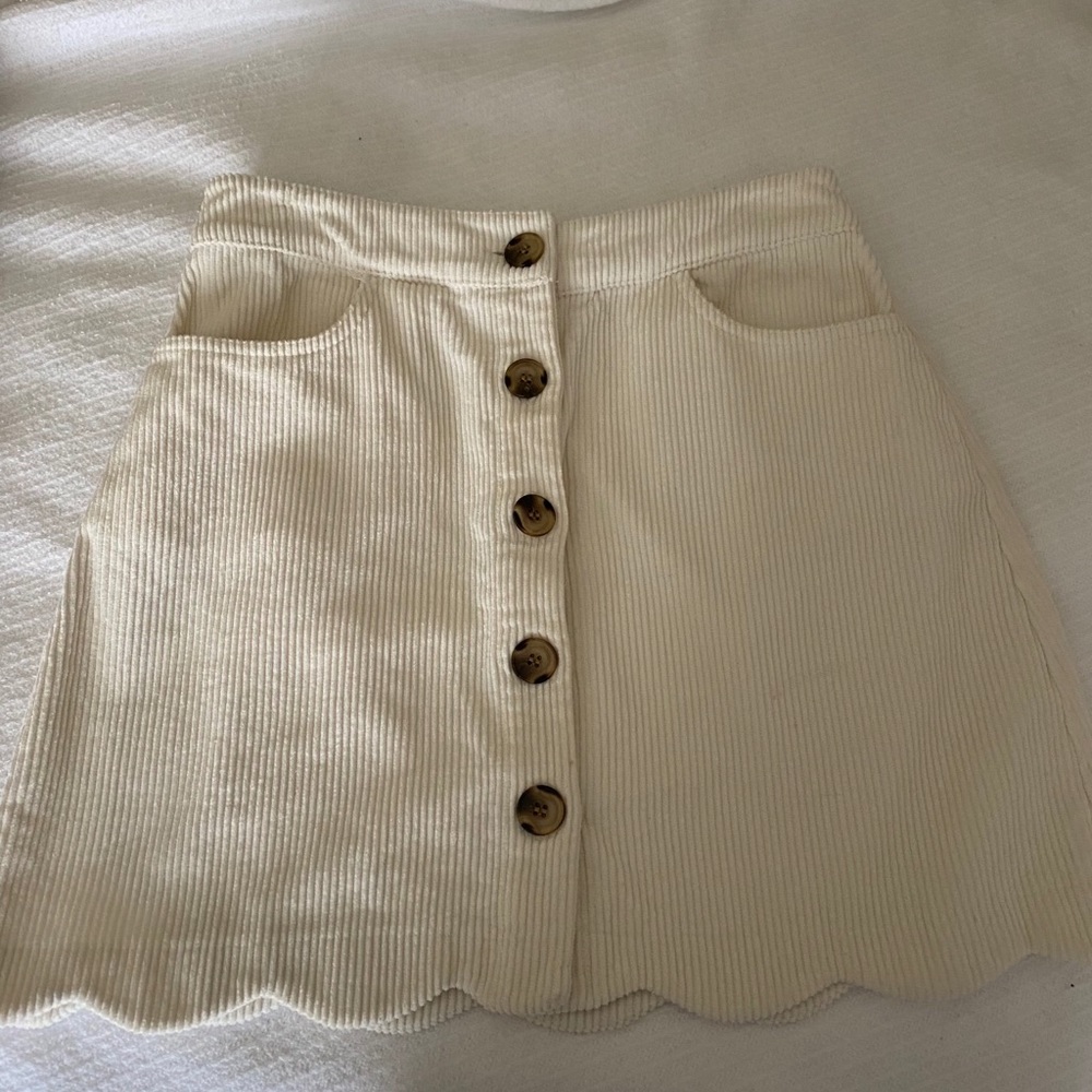Corduroy White Skirt